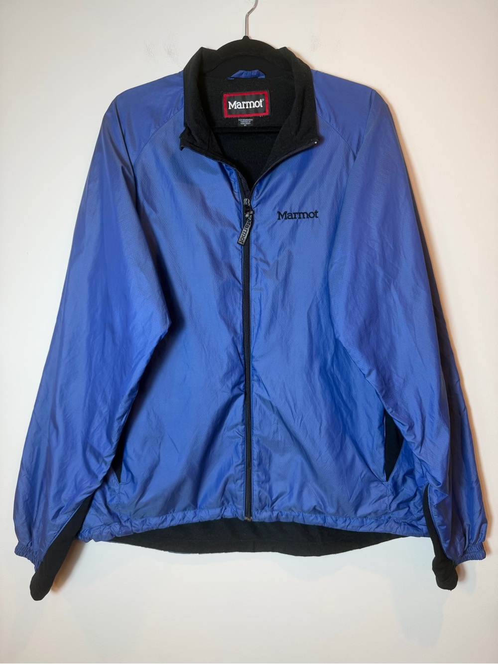 Marmot DriClime Fleece Lined Windbreaker Jacket Blue Black XL
